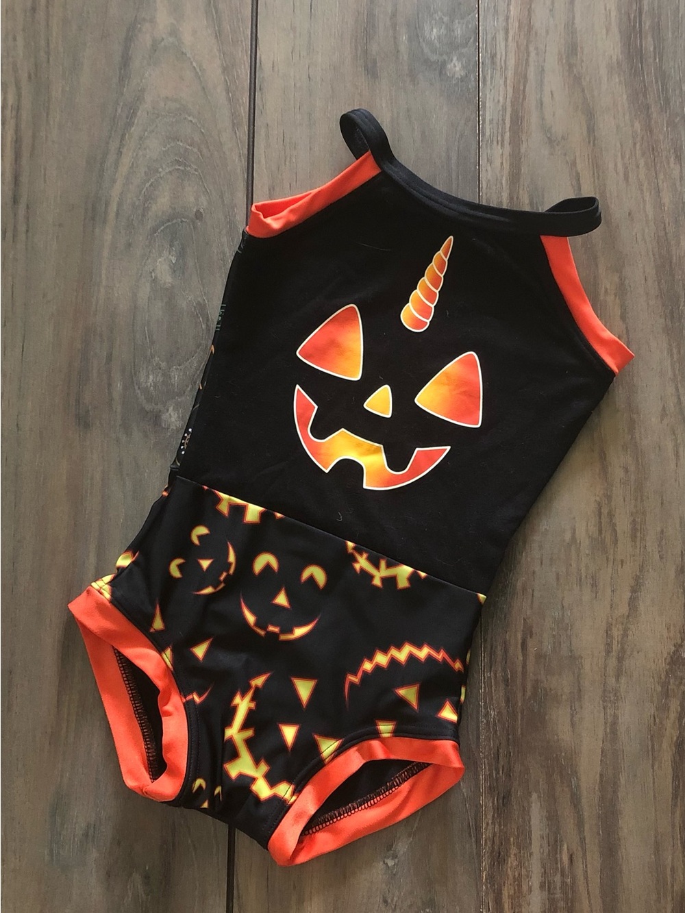 NEW Custom LucyLu Halloween Dance Gymnastics Leotard Pumpkin Girls Sz. 7
